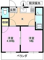 常入ハイツ 2Kの間取図画像