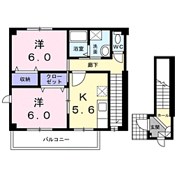 シュッドフォンテーヌ 2Kの間取図画像