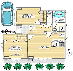 ベルイースト 2LDKの間取図画像