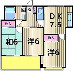 プチハイム 3DKの間取図画像