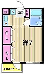 マルタヤ五反野寮 ワンルームの間取図画像