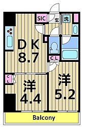 Alivis五反野 2DKの間取図画像