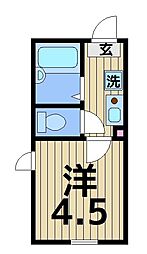 リブ北千住3 1Kの間取図画像