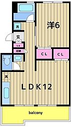 聖サンハイツ 1LDKの間取図画像
