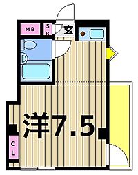 シティハイツ亀有 ワンルームの間取図画像