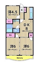 ガーデンヒル牛込 3DKの間取図画像