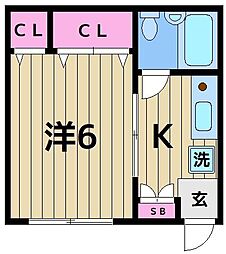 第2小島ビル 1Kの間取図画像
