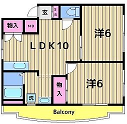 松田ビル 2LDKの間取図画像