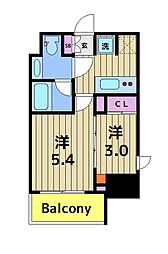 ザ・パークハビオ北千住 2Kの間取図画像