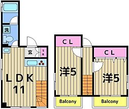 AN町屋ハイツ 2LDKの間取図画像
