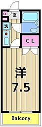 フラワーシティ 1Kの間取図画像