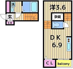 パームツリーアネックス 1DKの間取図画像