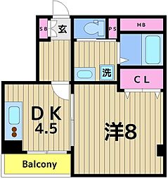 パークヒル綾瀬 1DKの間取図画像