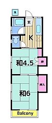 コーポ第二双葉 2Kの間取図画像