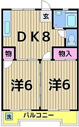 国寿マンション 2DKの間取図画像