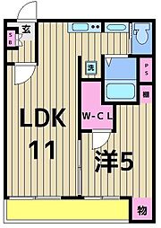 あきテラス 1LDKの間取図画像