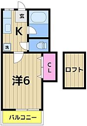 日乃出コーポ 1Kの間取図画像
