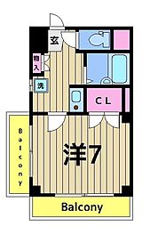 リムジェールピエス 1Kの間取図画像