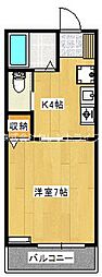 カーサエスペランサ 1Kの間取図画像