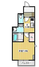 グランドフィールドみどりの南 1Kの間取図画像