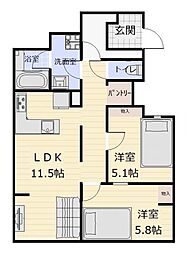 桂パークハウス西街区参番館 2LDKの間取図画像