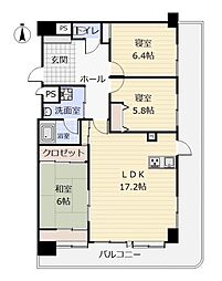 ライオンズマンション大和町四丁目 3LDKの間取図画像