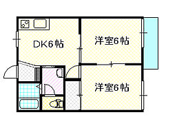 バーガンディー 2DKの間取図画像