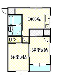 コーポ光 2DKの間取図画像