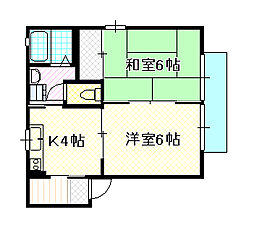 ディアス・シャトル 2DKの間取図画像