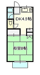 青江パークハイツA 1DKの間取図画像