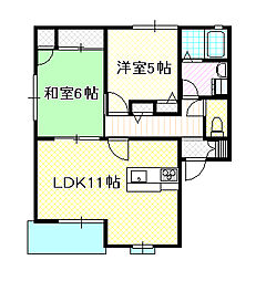 ディアス福成A 2LDKの間取図画像