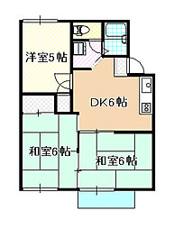 アーバンハイツ浜野B 3DKの間取図画像