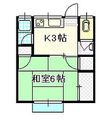富士荘No.1 1Kの間取図画像