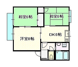 エスティ福成2 3DKの間取図画像