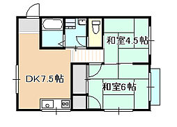 コーポO.K 2DKの間取図画像
