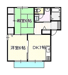 ディアスウェーブC 2DKの間取図画像