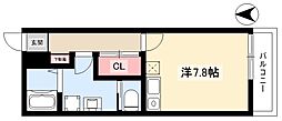 ラポール 2階ワンルームの間取り