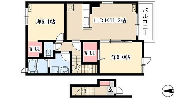 セレーノI ｜愛知県名古屋市中川区助光2丁目(賃貸アパート2LDK・2階・45.77㎡)の写真 その2