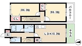 アプトIRIBA  ｜ 愛知県名古屋市港区入場1丁目1821（賃貸テラスハウス2LDK・2階・59.50㎡） その2