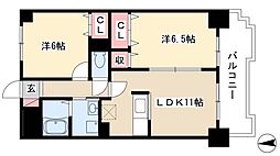 リアライズ稲永駅前 1階2LDKの間取り