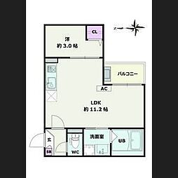 Jack sotoshinI 1LDKの間取図画像