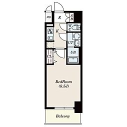 S-RESIDENCE金山West 8階1Kの間取り