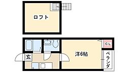 フロール尾頭橋 1Kの間取図画像