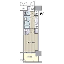 パルティール八田 1Kの間取図画像