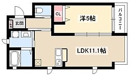 エストソレイユ 1LDKの間取図画像