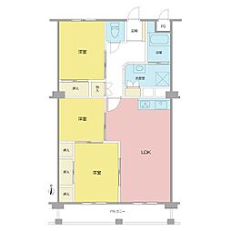 サンなかしま2号棟 3LDKの間取図画像