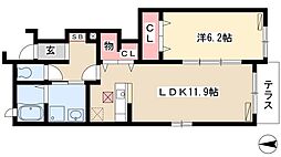 コーラス 1LDKの間取図画像