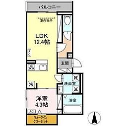 ルヴィータ本陣 1LDKの間取図画像