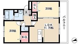 カーサフェリーチェ1 2LDKの間取図画像