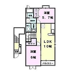 アルカンシェルアベニール 2LDKの間取図画像